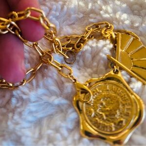 Karl Lagerfeld Vintage Gold Plated Wax Field and Fan Plate Necklace